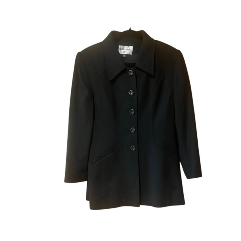 Albert Nipon Suits Vintage Black Wool Blazer Classic Formal Jacket